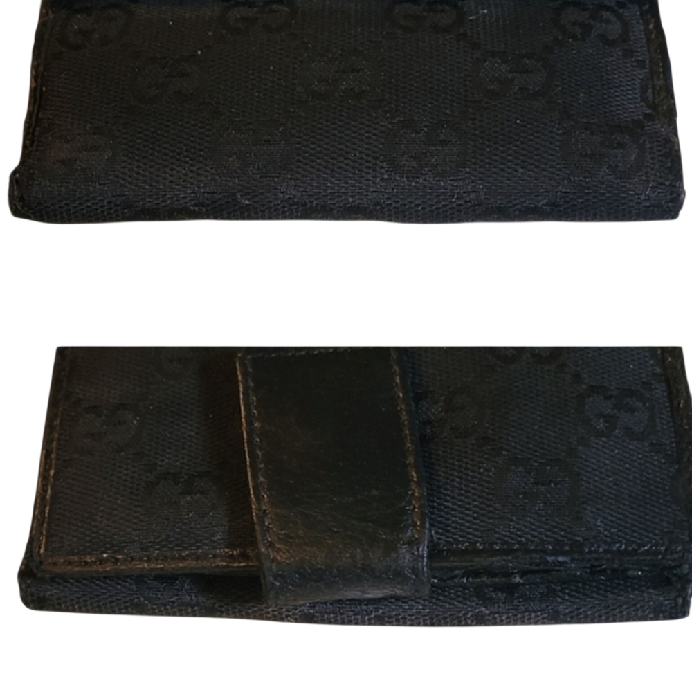 Gucci Black Wallet COMPACT Monogram Metal Bar French Flap Wallet Black AUTHENTIC - Picture 7 of 13